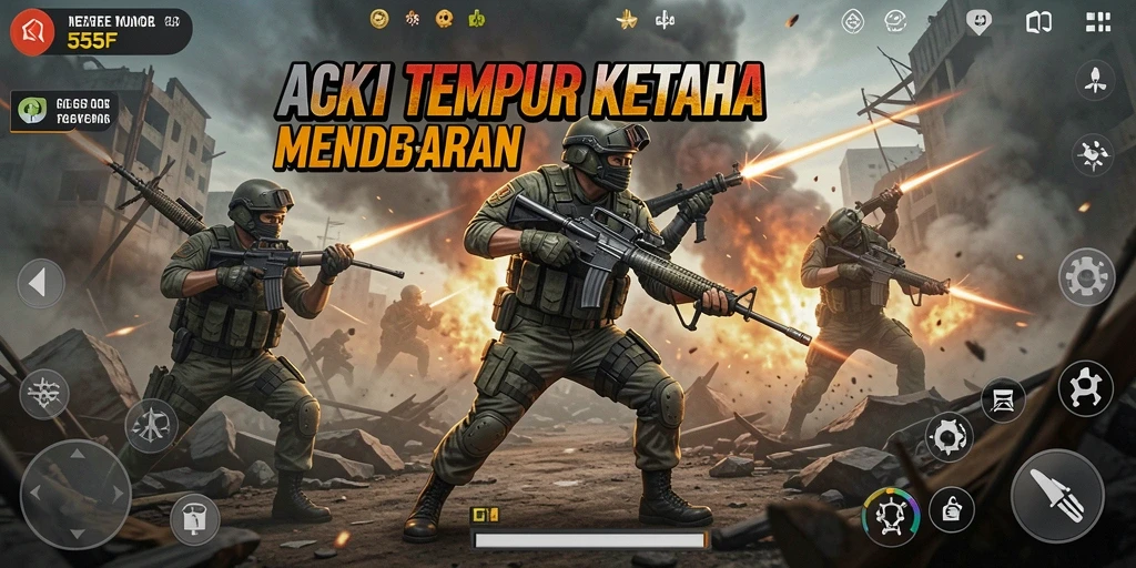 Screenshot menampilkan aksi tempur seru dalam game TPS.