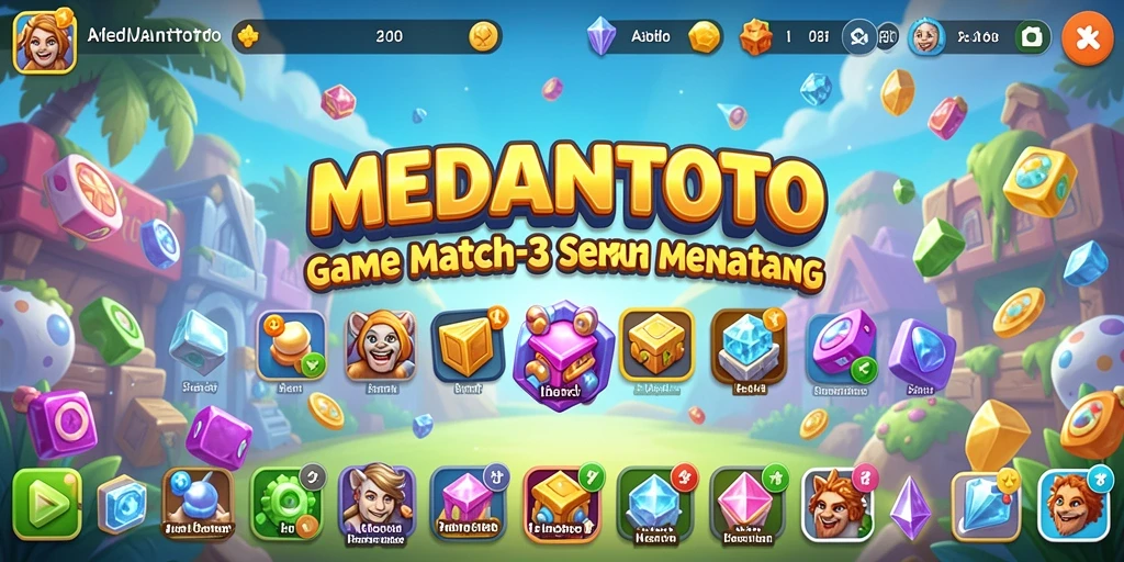 Screenshoot gameplay MEDANTOTO menampilkan aksi menyenangkan dalam menyusun kombinasi Match-3.