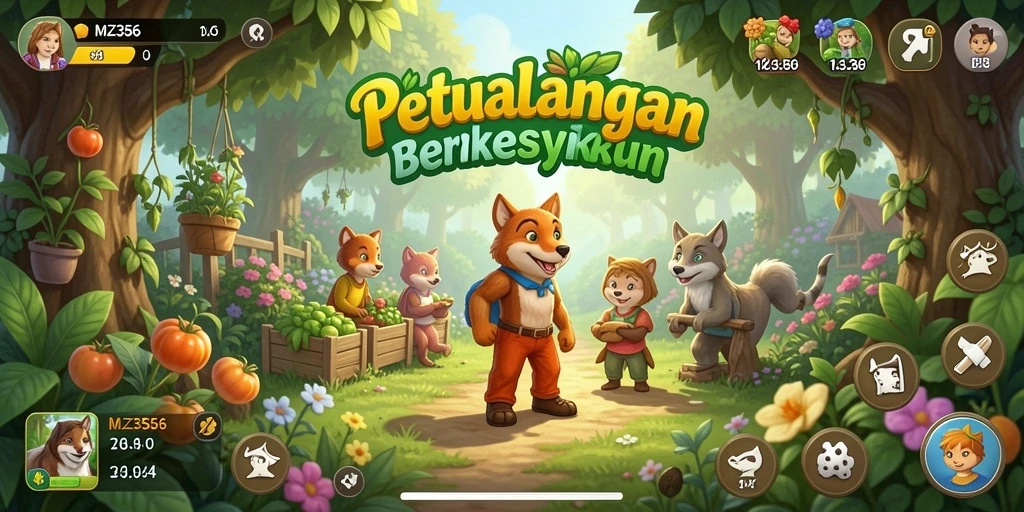 Gameplay MZ356 menunjukkan aktivitas berkebun yang menyenangkan.