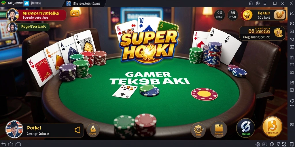 Screenshot SUPERHOKI menampilkan pemain terlibat dalam permainan Poker yang menegangkan.
